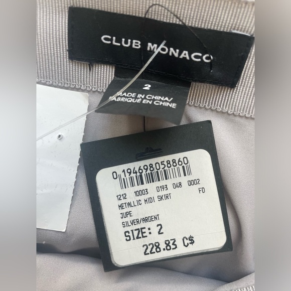 Club Monaco Skirt Soft Metallic Silver BNWT - Picture 3 of 11